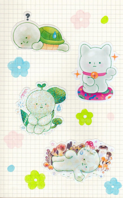 Cute Holographic Die-Cut Glossy Vinyl Sticker - Smiski Turtle ?