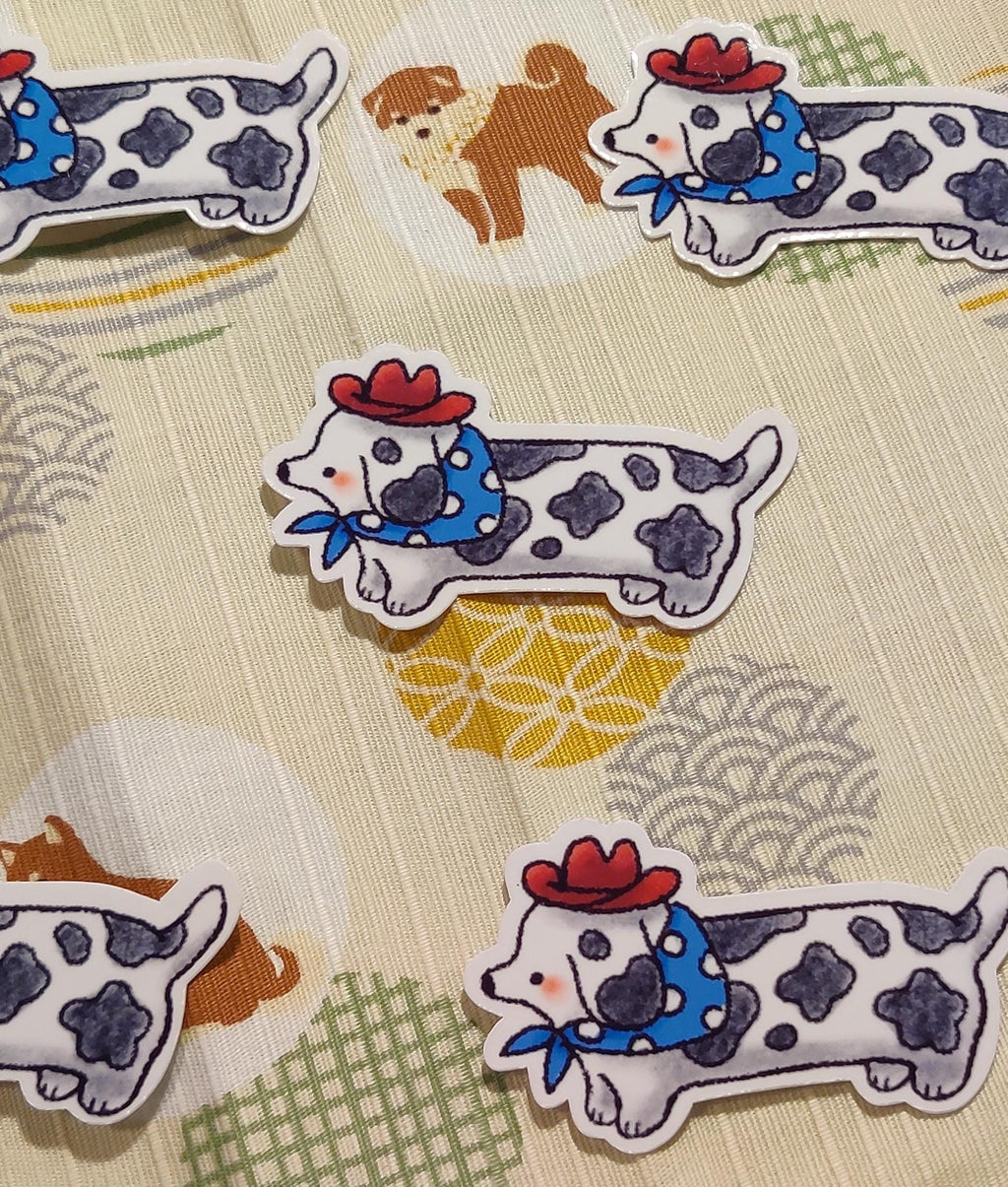 Glossy Cowboy Weiner Dog Vinyl Sticker