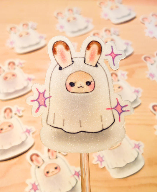 Cute Calico Critter Ghost Bunny Clear Vinyl Sticker