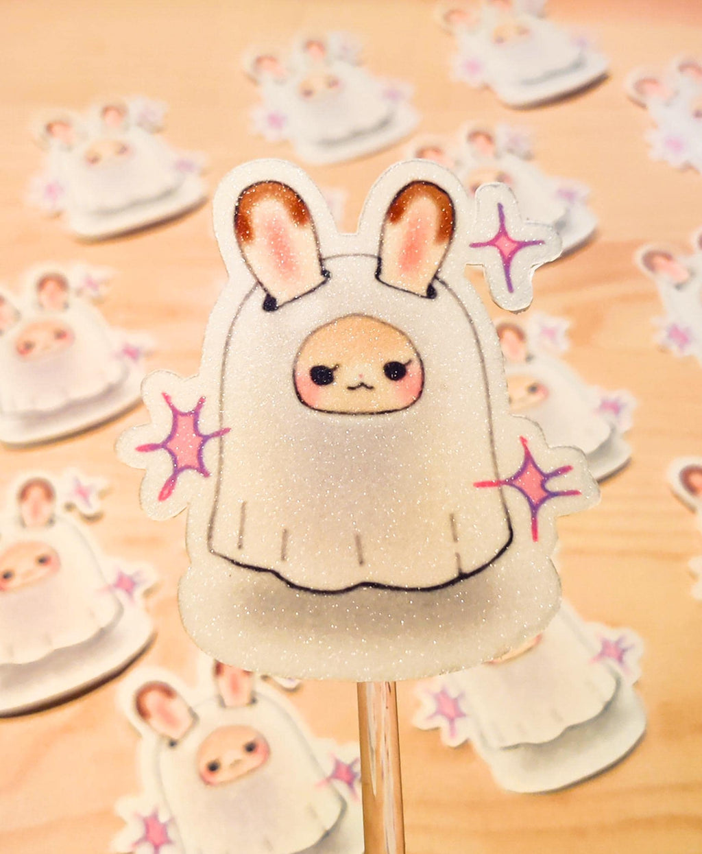 Holographic Calico Critter Ghost Bunny Vinyl Sticker