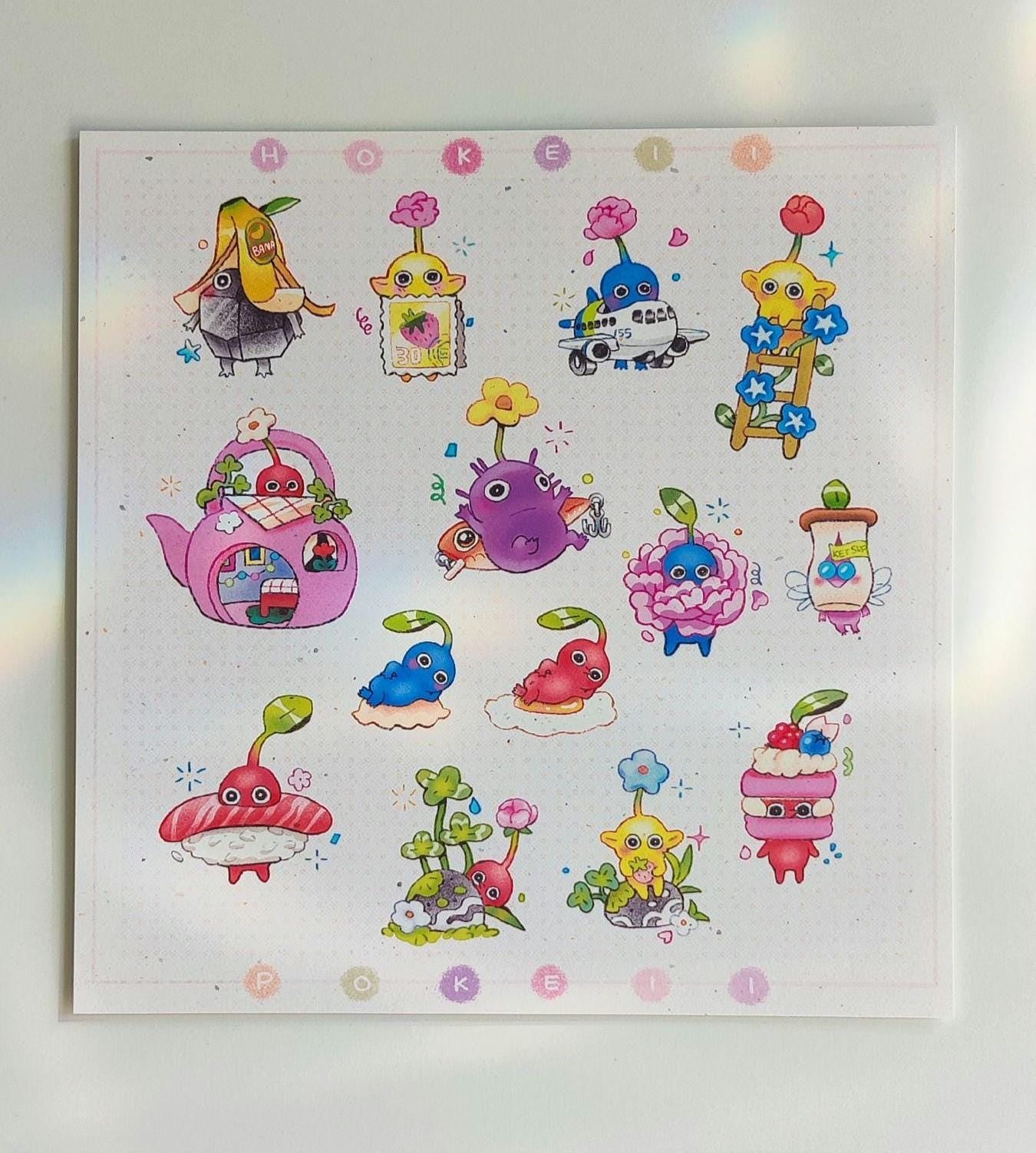 Pikmin Collection Large Textured Art Print – 𝒉𝒐𝒌𝒆𝒊𝒊𝒑𝒐𝒌𝒆𝒊𝒊