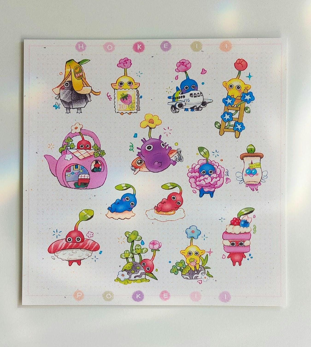 Pikmin Collection Large Textured Art Print