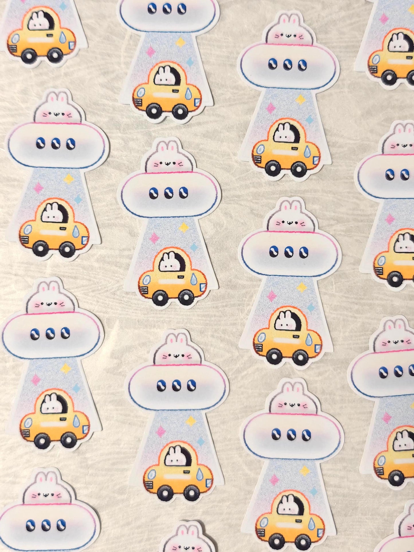 Cute Bunny UFO Sticker