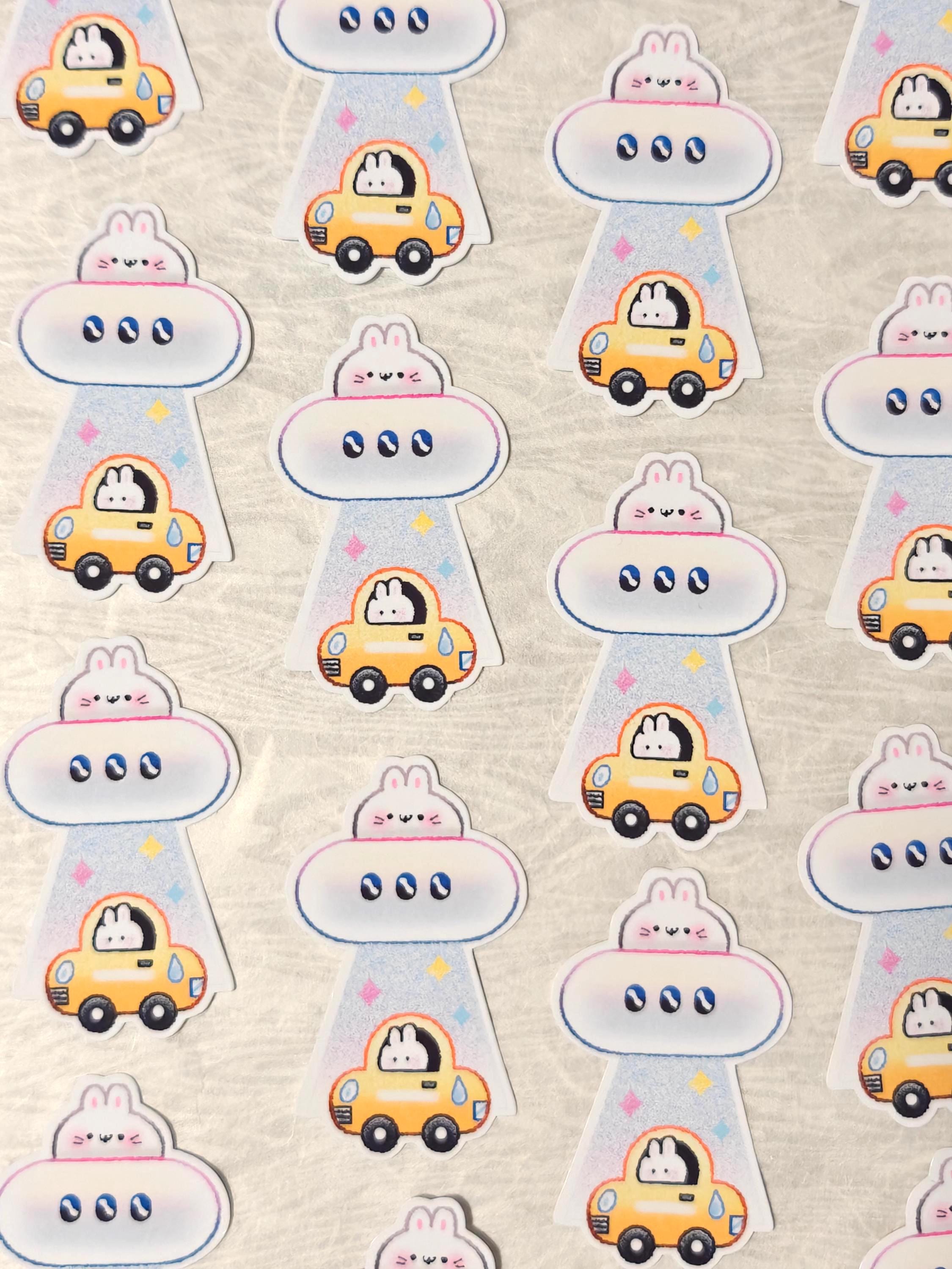 Holographic UFO Bunny Abduction Vinyl Sticker