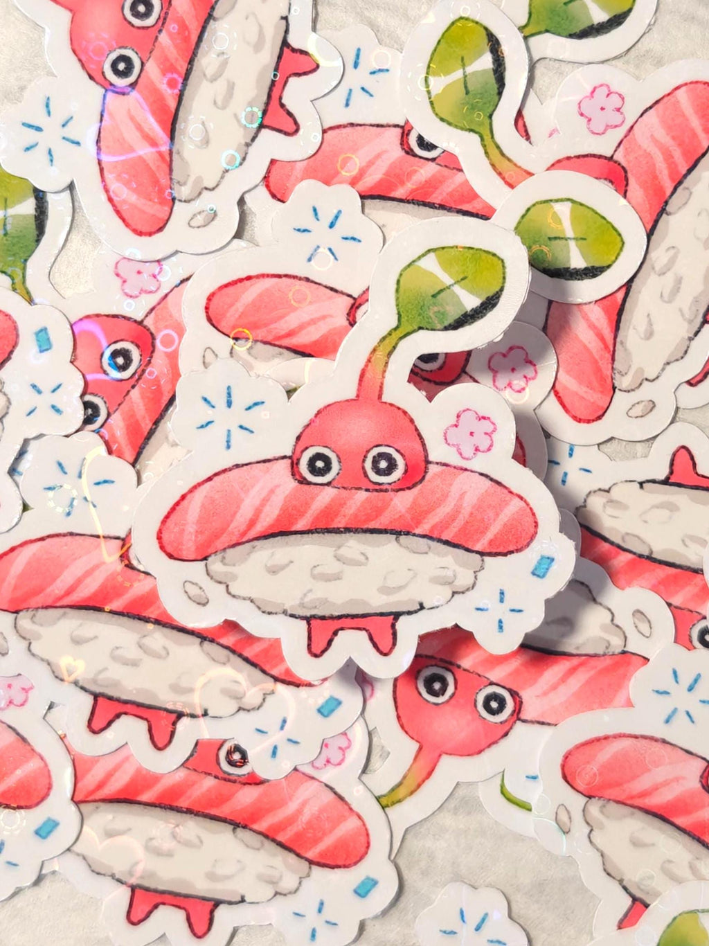 Holographic Red Pikmin Vinyl Sticker ~ Red Tuna