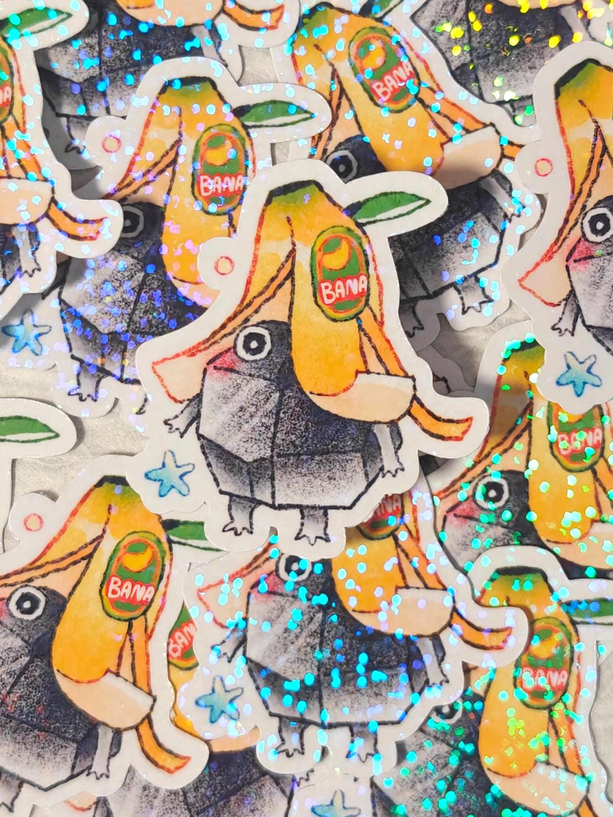 Holographic Rock Pikmin Vinyl Sticker - Banana
