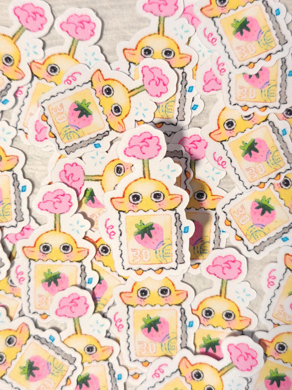Sparkly Glitter Yellow Pikmin Vinyl Sticker ~ Stamp