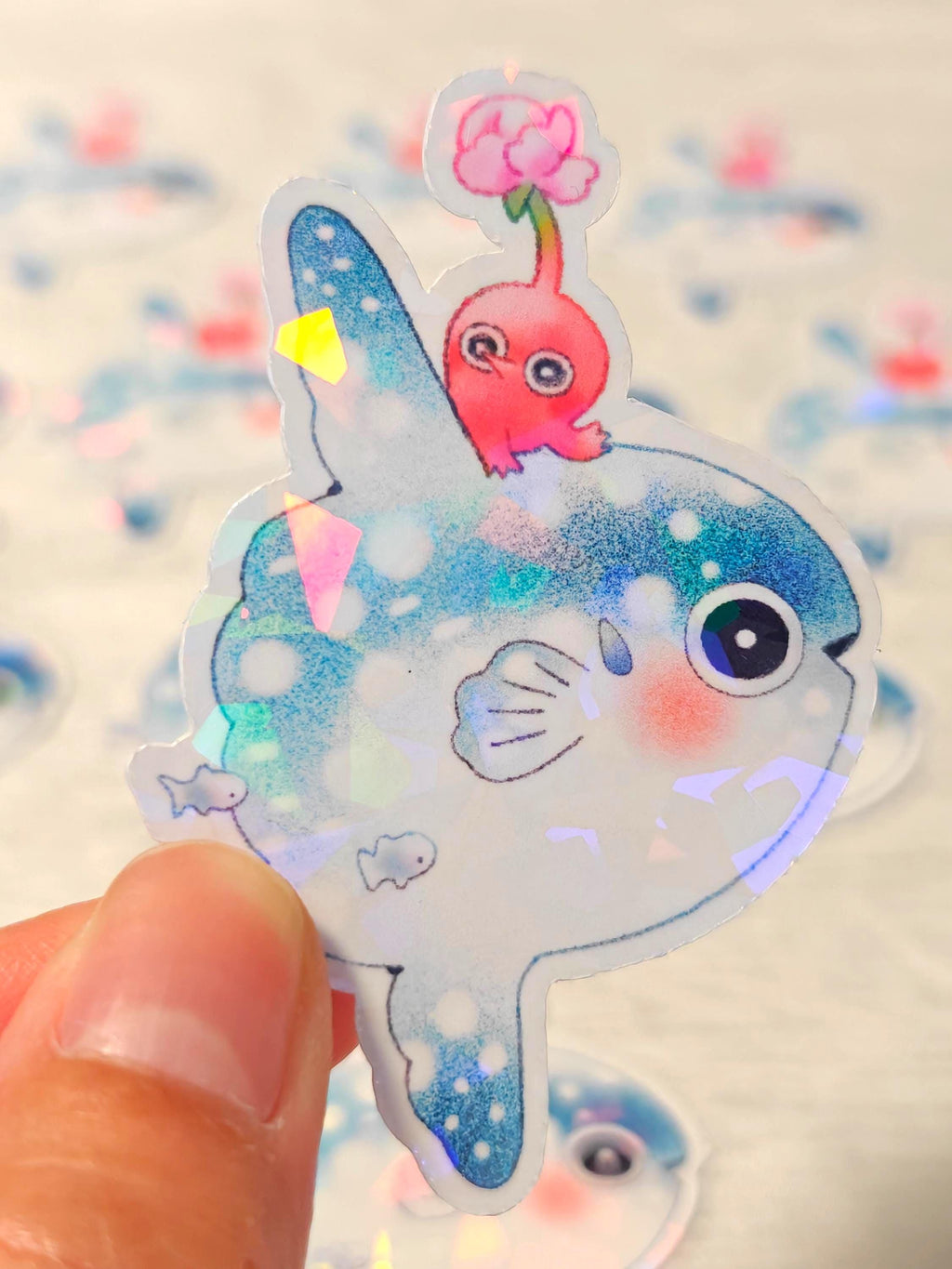 Holographic Red Pikmin Vinyl Sticker ~  Mola Mola