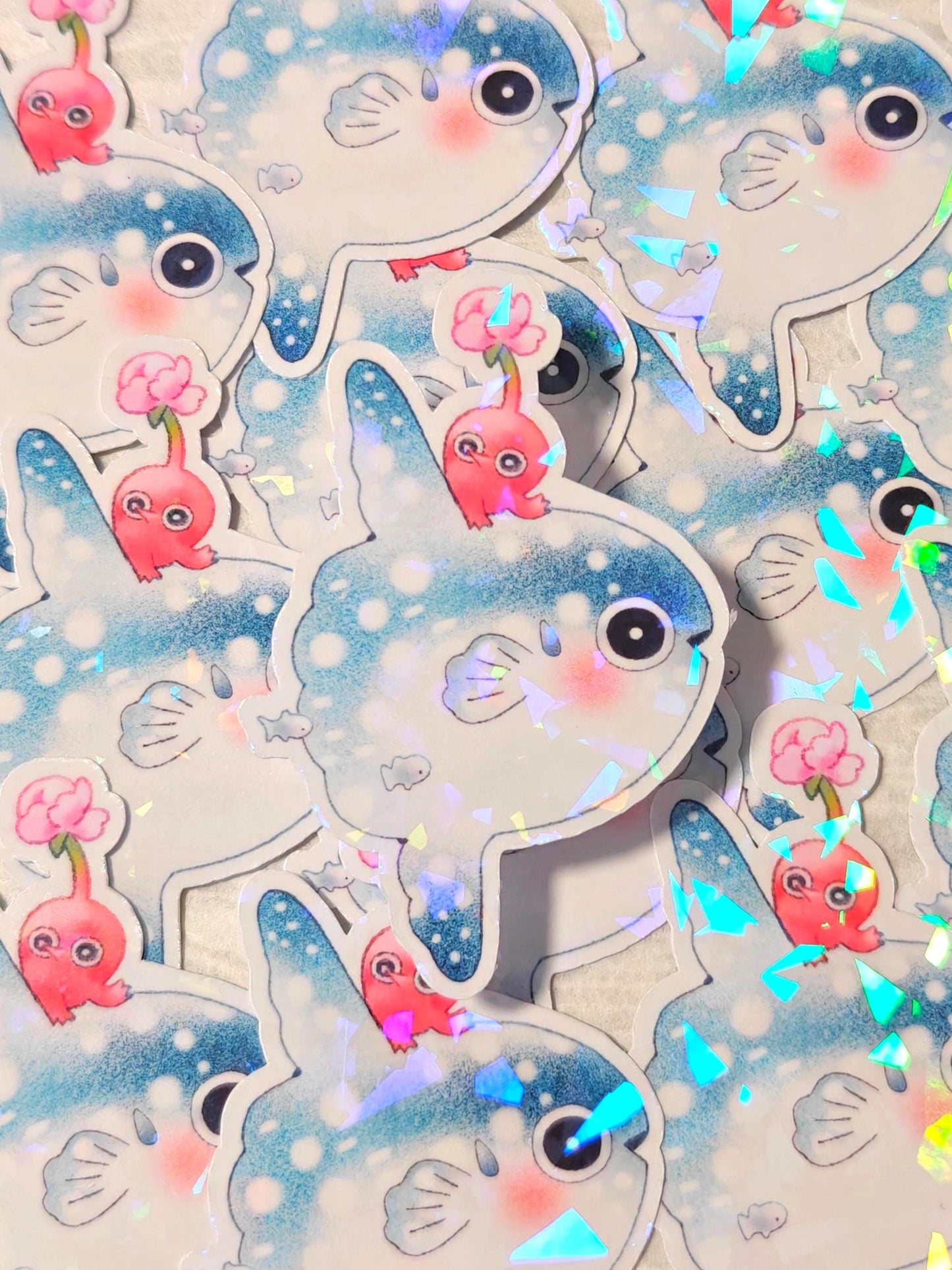 Cute Pikmin Holographic Sticker ~  Mola Mola Red Pikmin