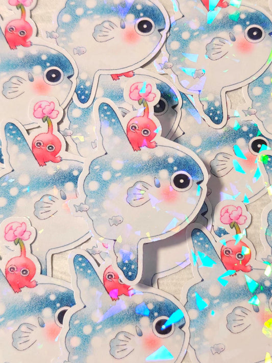 Cute Pikmin Holographic Sticker ~  Mola Mola Red Pikmin
