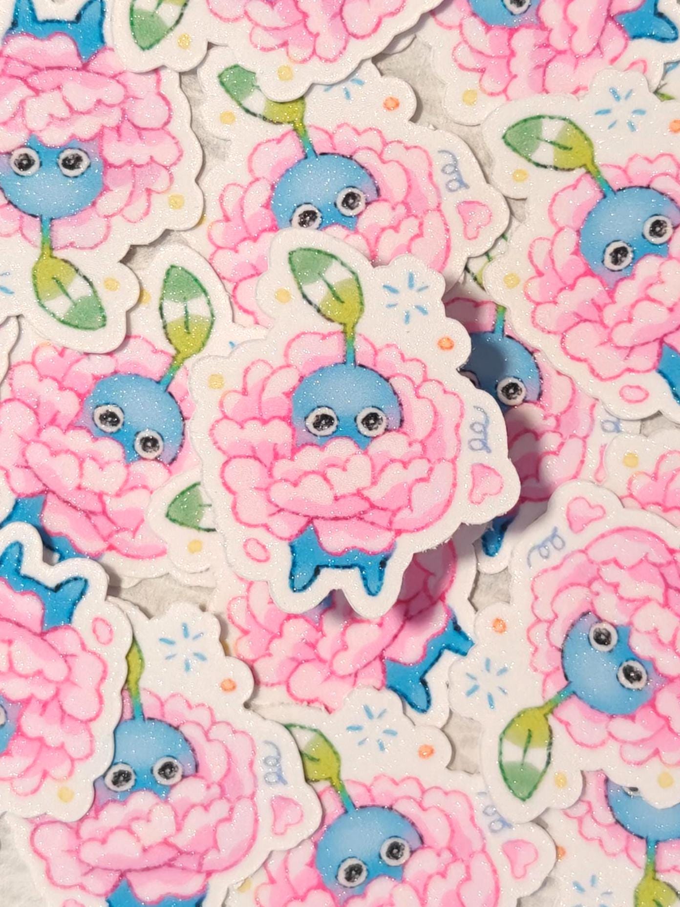 Blue Pikmin Rose Sticker: Frosted Vinyl Die-Cut
