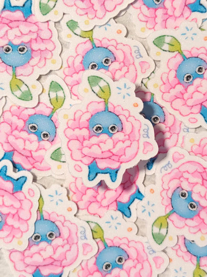 Blue Pikmin Rose Sticker: Frosted Vinyl Die-Cut