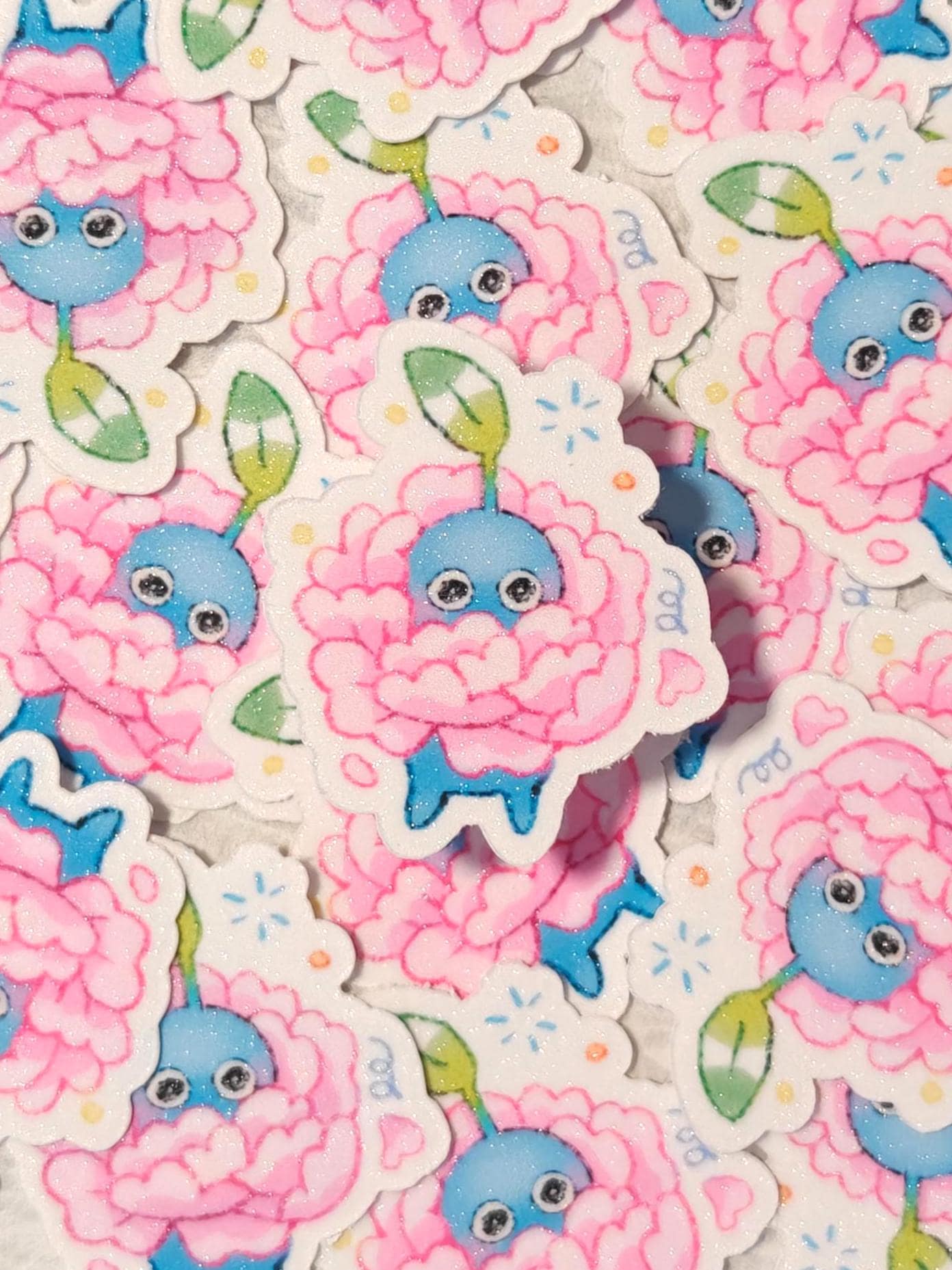 Holographic Blue Pikmin Vinyl Sticker ~ Rose