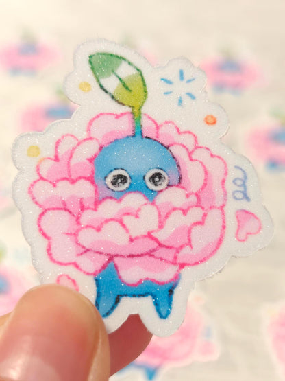 Blue Pikmin Rose Sticker: Frosted Vinyl Die-Cut