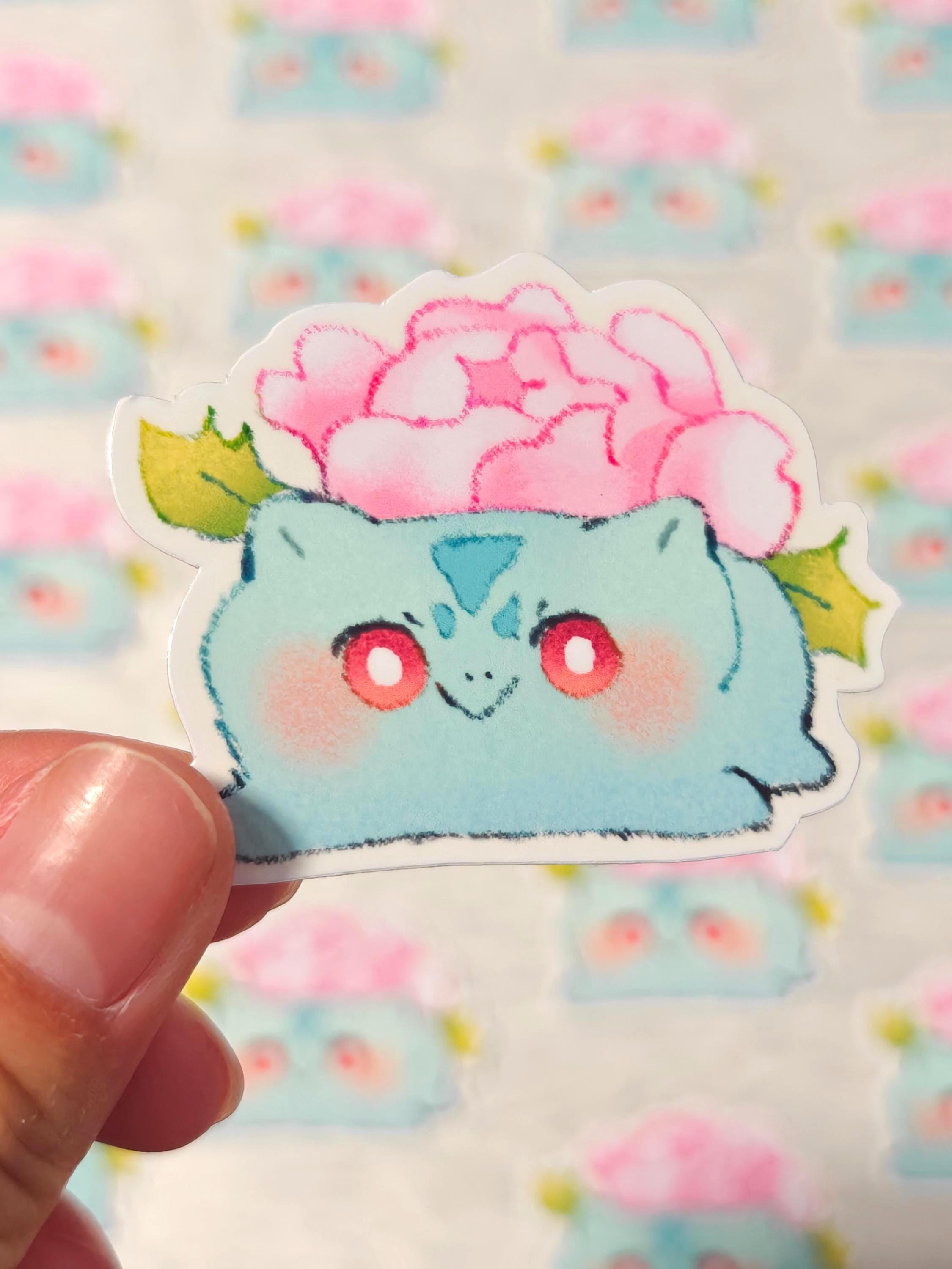 Sparkly Glitter Pocket Friends Vinyl Sticker ~ Bulbasaur Rose