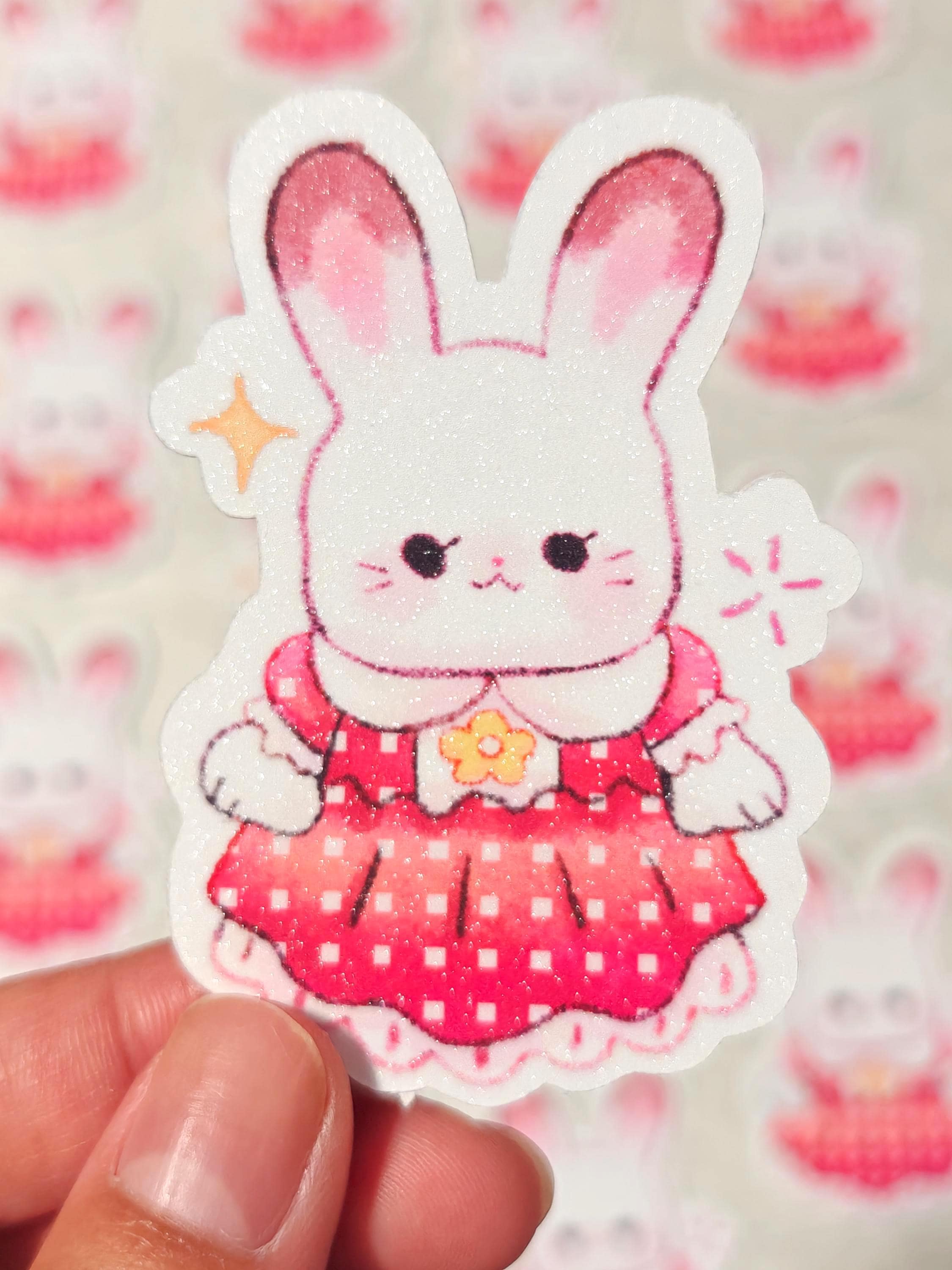 Sparkly Glitter Calico Critter Bunny Vinyl Sticker