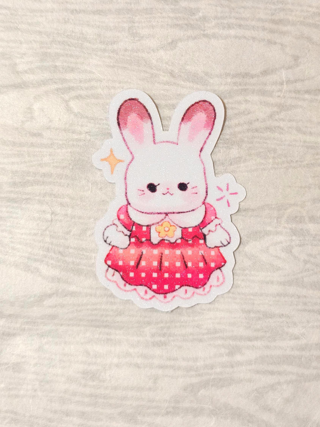 Sparkly Glitter Calico Critter Bunny Vinyl Sticker