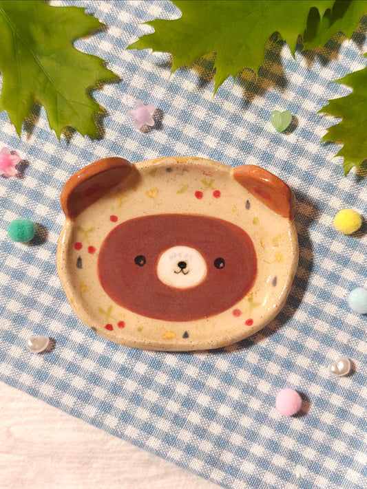 Cute Ceramic Babushka Bear Trinket Dish