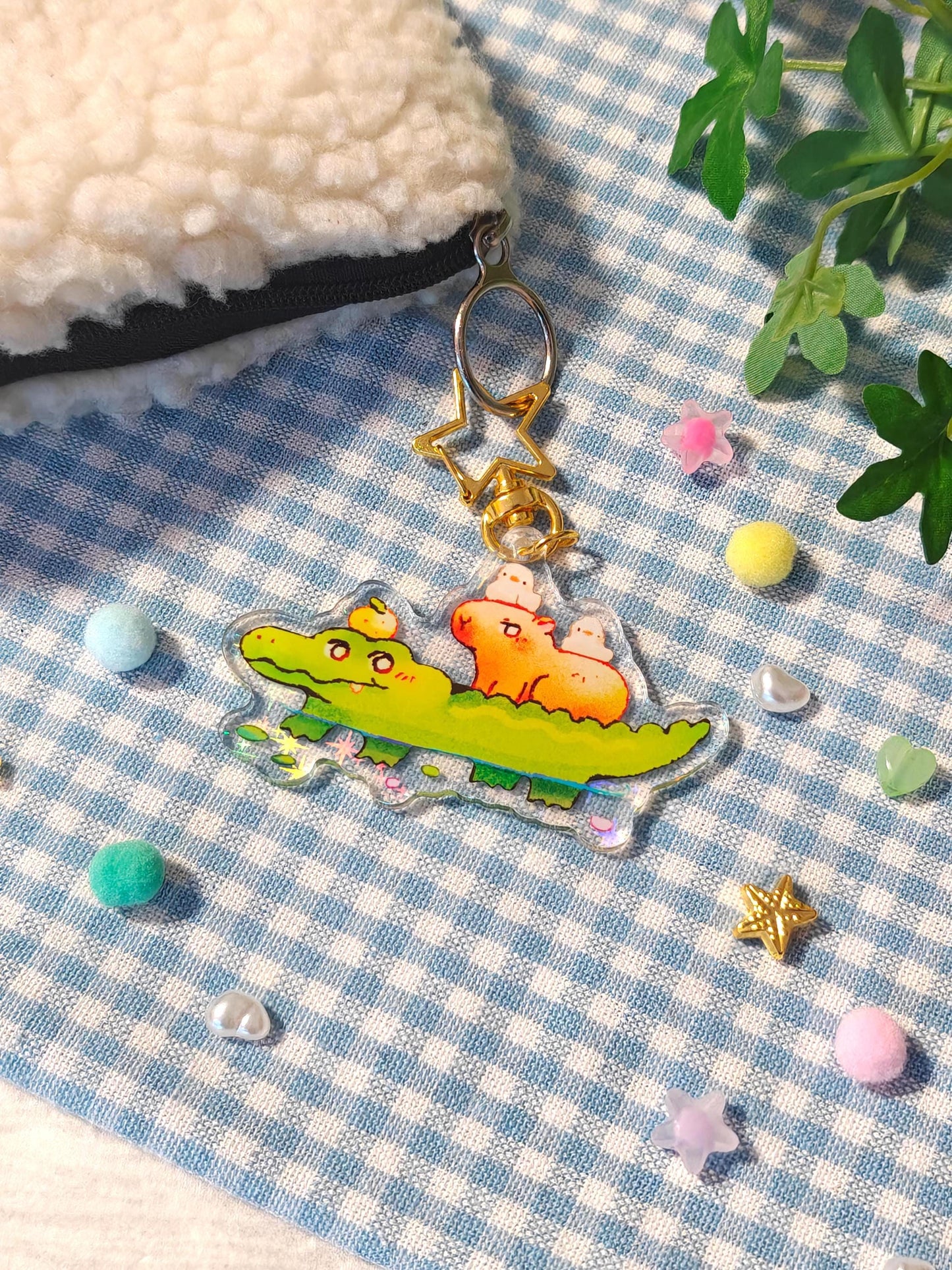 Holographic Acrylic Keychain - Crocodile, Capybara, Duck