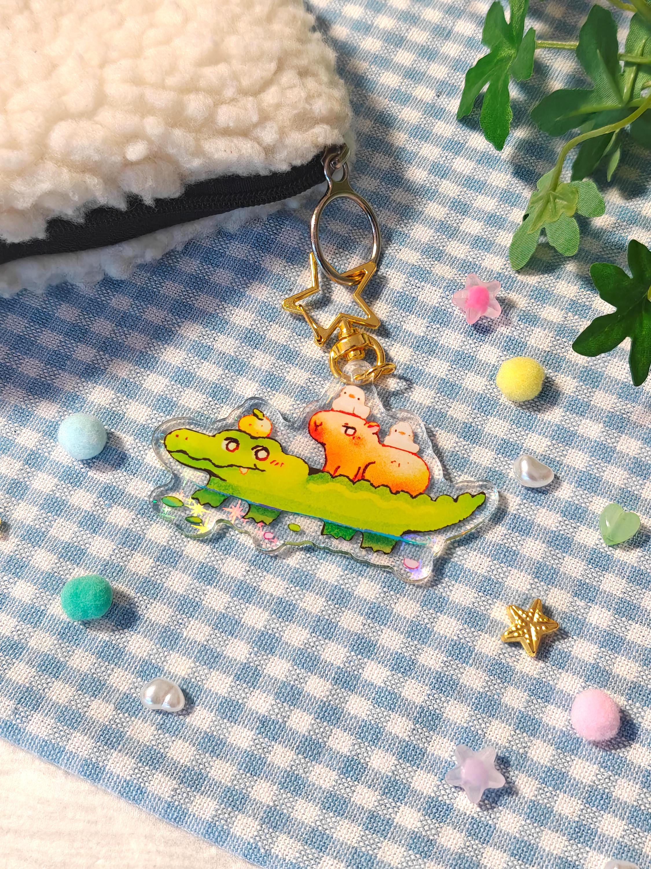Holographic Swamp Buddies Keychain with Star Hook