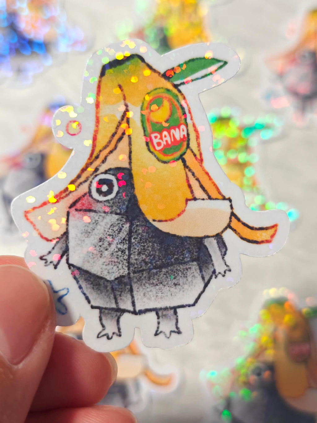 Holographic Rock Pikmin Vinyl Sticker - Banana