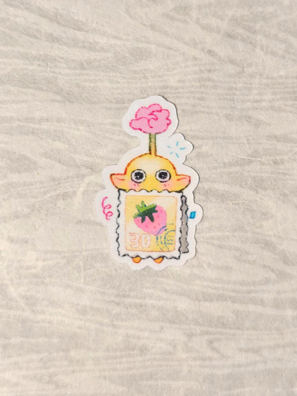 Sparkly Glitter Yellow Pikmin Vinyl Sticker ~ Stamp