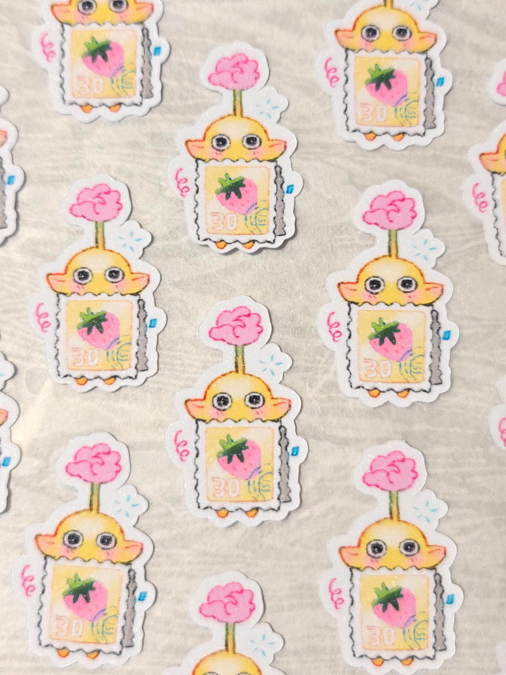 Sparkly Glitter Yellow Pikmin Vinyl Sticker ~ Stamp