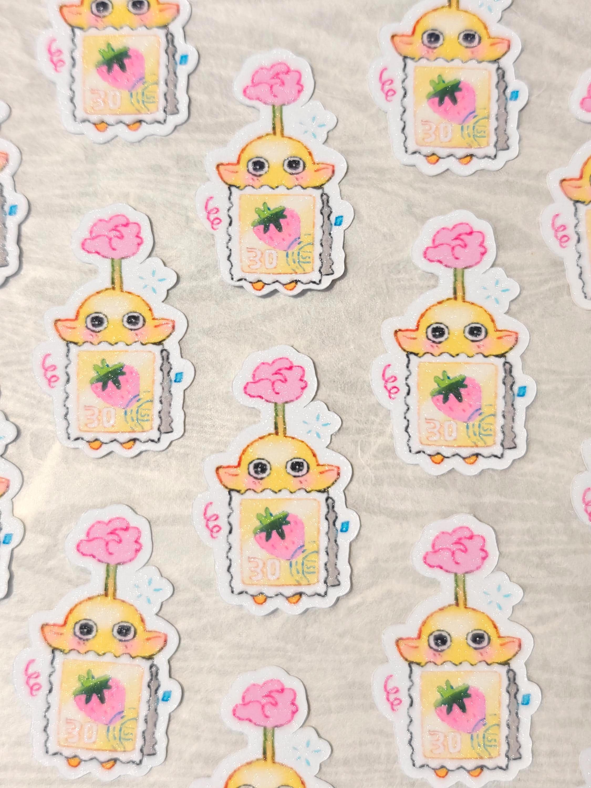 Sparkly Glitter Yellow Pikmin Vinyl Sticker ~ Stamp