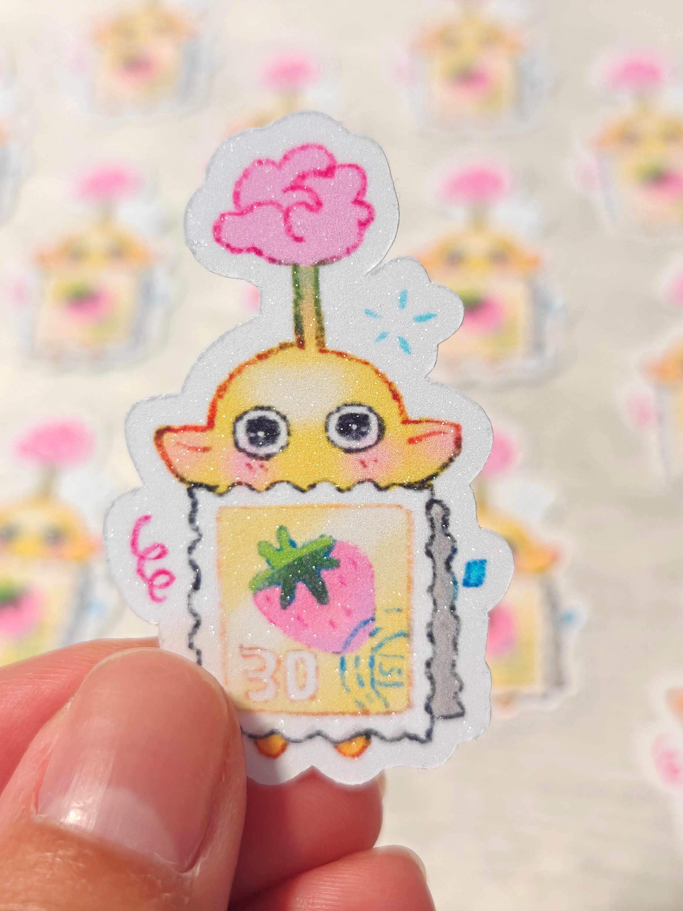 Sparkly Glitter Yellow Pikmin Vinyl Sticker ~ Stamp