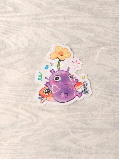 Cute Pikmin Holographic Sticker ~  Purple Fishing Lure Pikmin