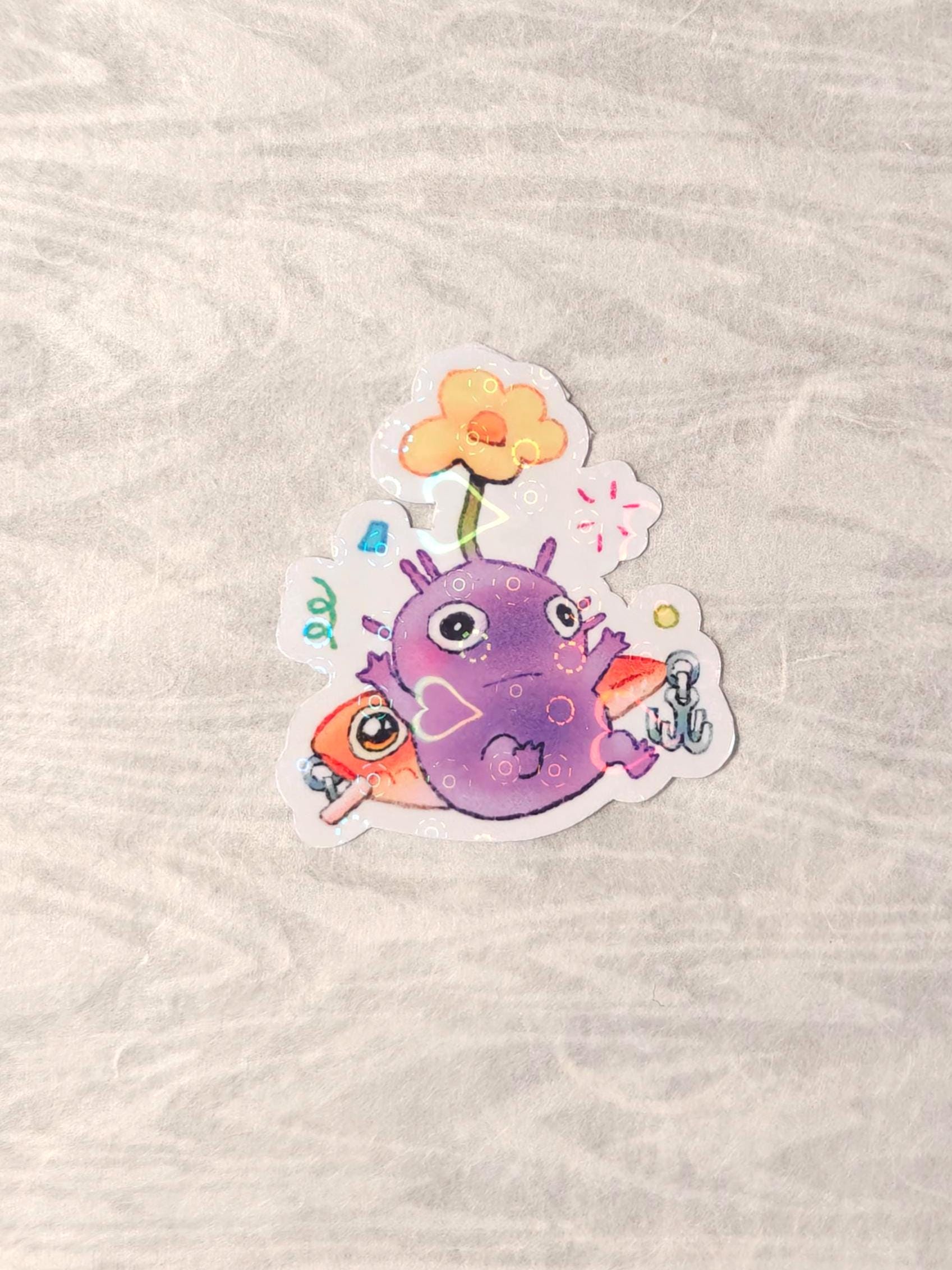 Holographic Purple Pikmin Vinyl Sticker ~  Fishing Lure