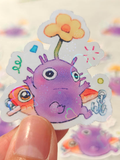 Cute Pikmin Holographic Sticker ~  Purple Fishing Lure Pikmin