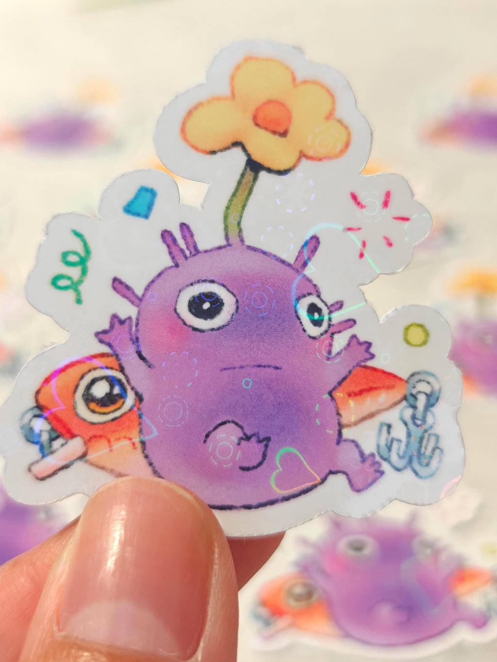 Holographic Purple Pikmin Vinyl Sticker ~  Fishing Lure