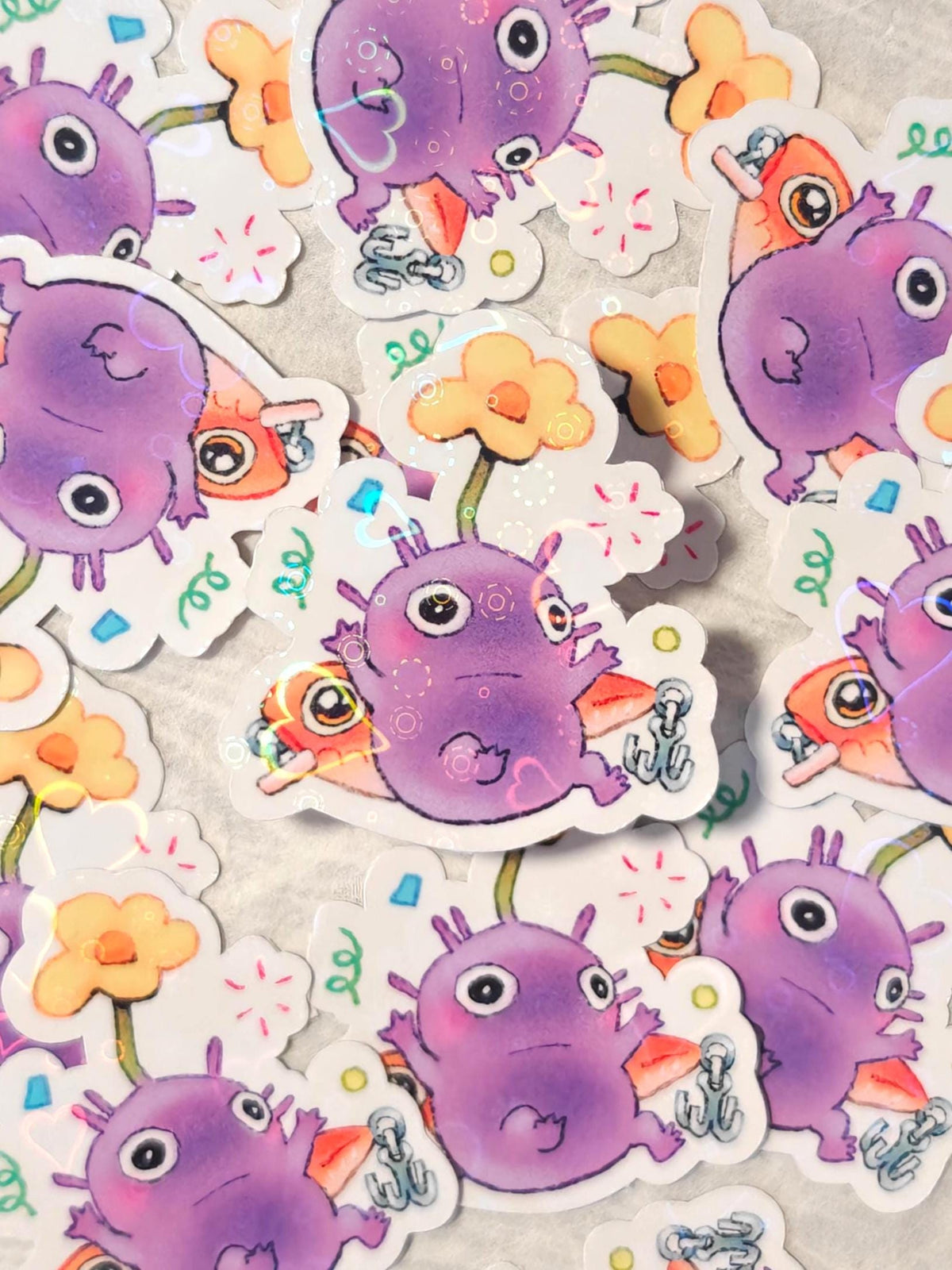 Holographic Purple Pikmin Vinyl Sticker ~  Fishing Lure