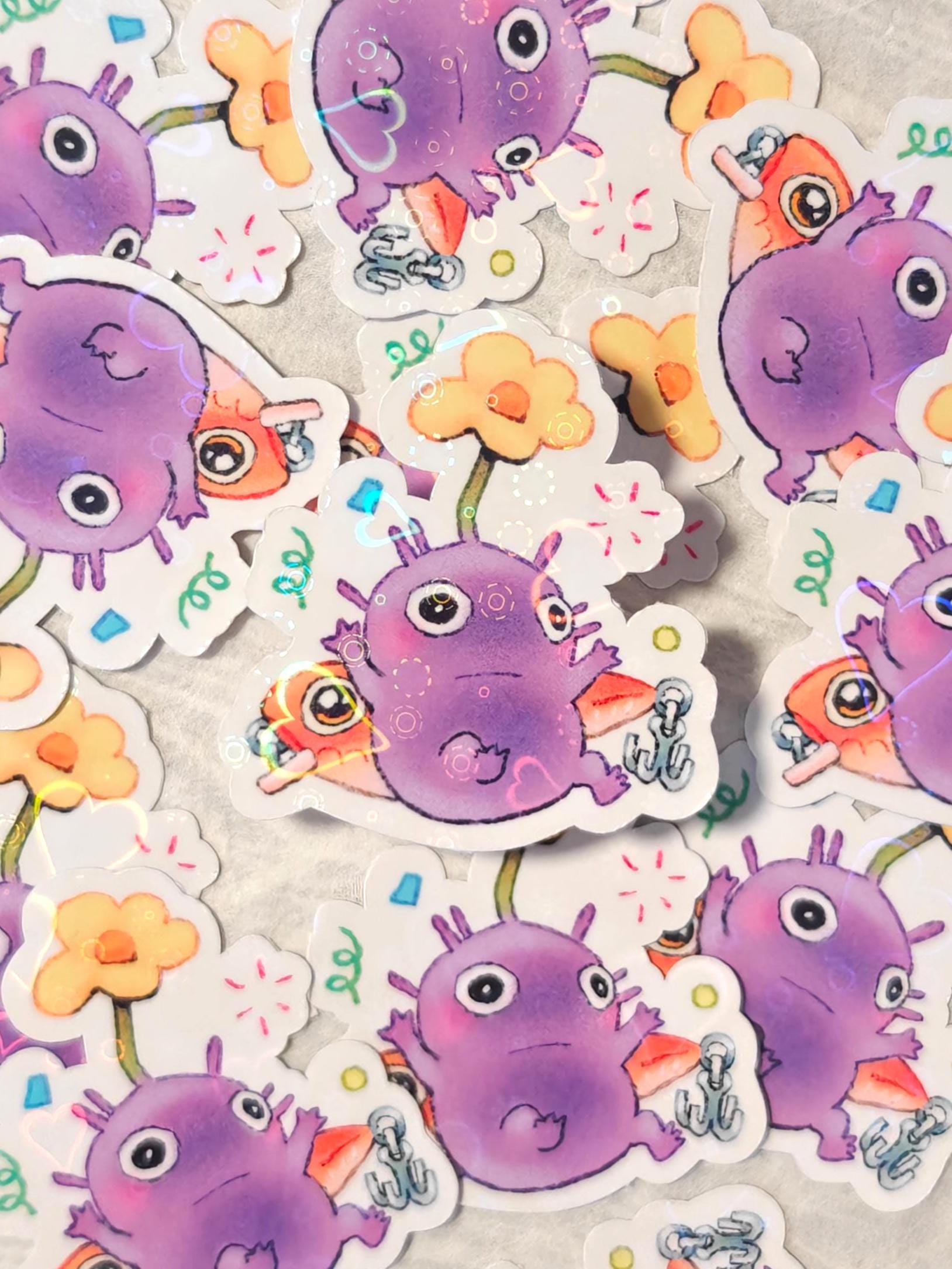 Holographic Purple Pikmin Vinyl Sticker ~  Fishing Lure