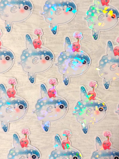 Cute Pikmin Holographic Sticker ~  Mola Mola Red Pikmin