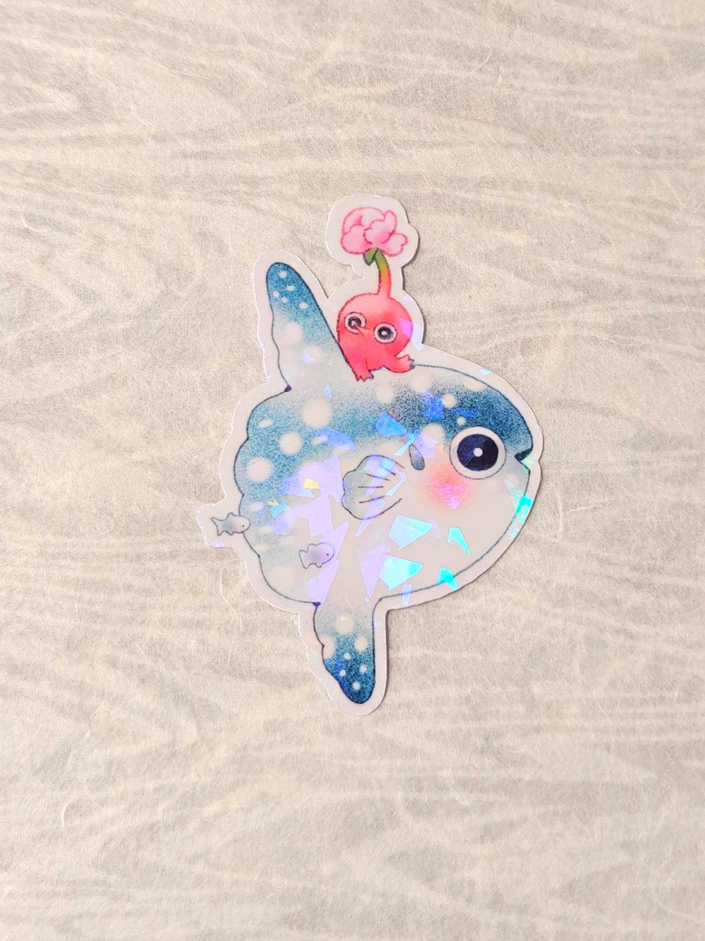 Holographic Red Pikmin Vinyl Sticker ~  Mola Mola