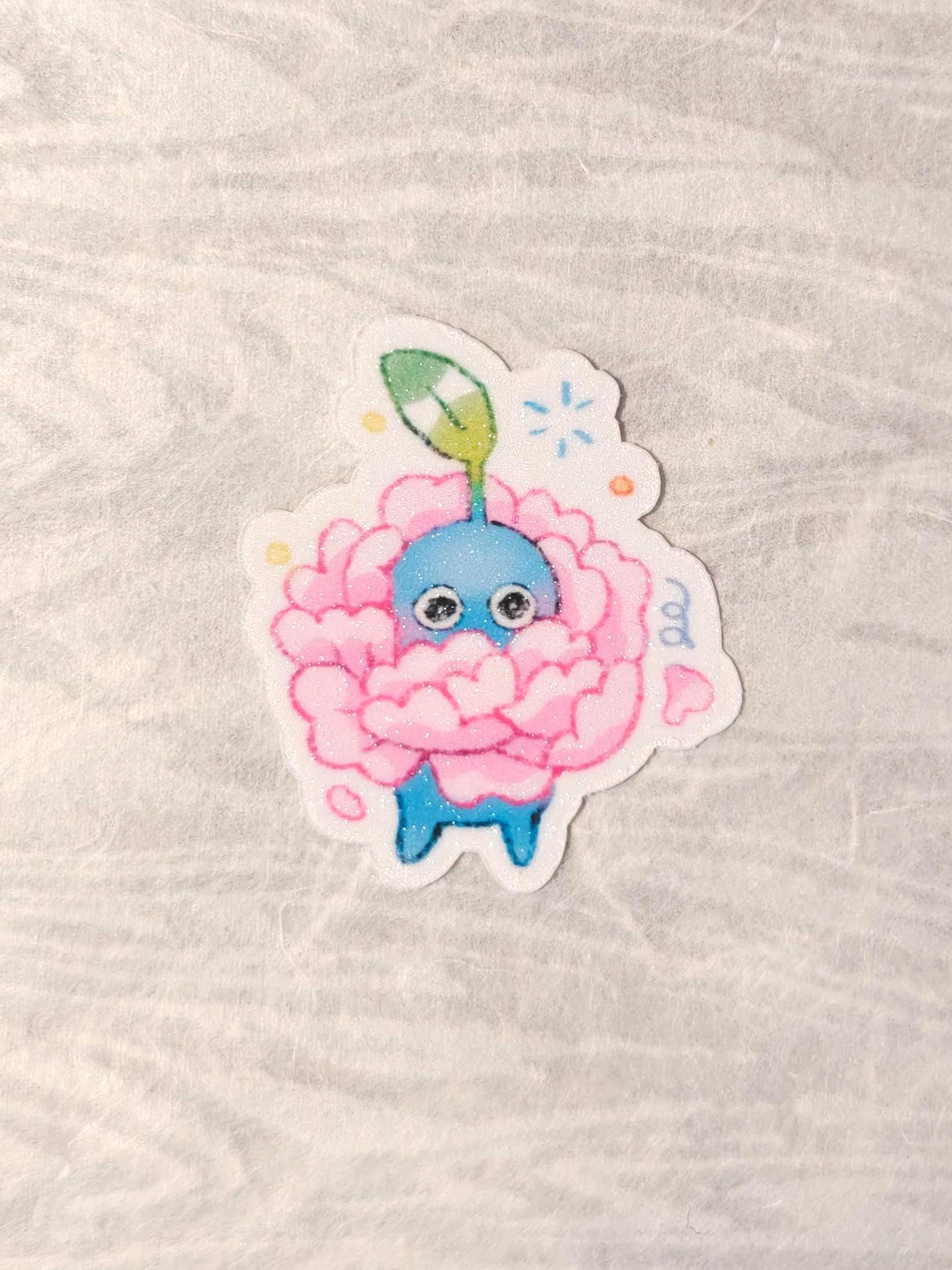 Holographic Blue Pikmin Vinyl Sticker ~ Rose