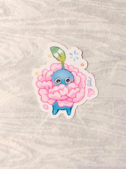 Blue Pikmin Rose Sticker: Frosted Vinyl Die-Cut