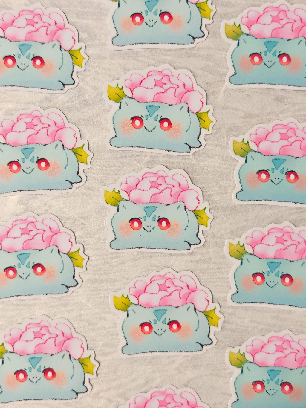 Sparkly Glitter Pocket Friends Vinyl Sticker ~ Bulbasaur Rose