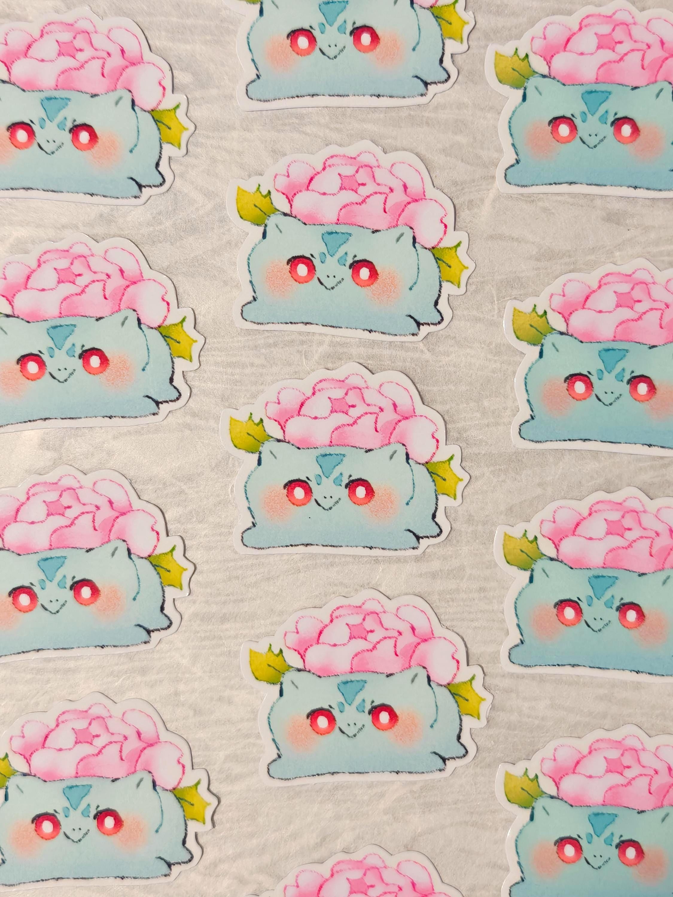 Sparkly Glitter Pocket Friends Vinyl Sticker ~ Bulbasaur Rose