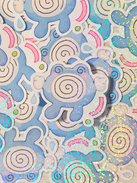 Cute Holographic Pokémon Sticker ~ Polywhirl