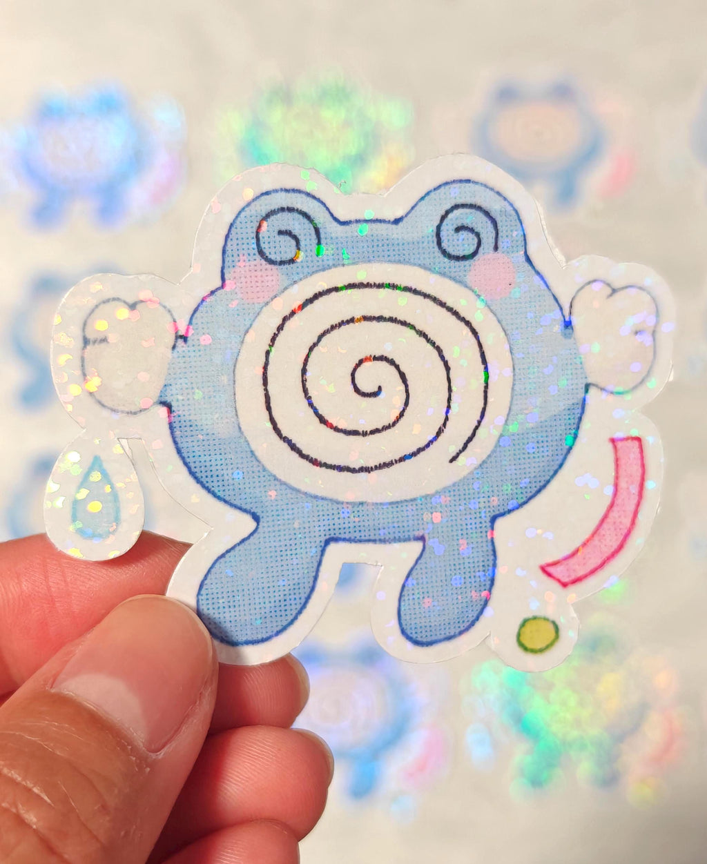 Holographic Pocket Friends Vinyl Sticker ~ Poliwhirl