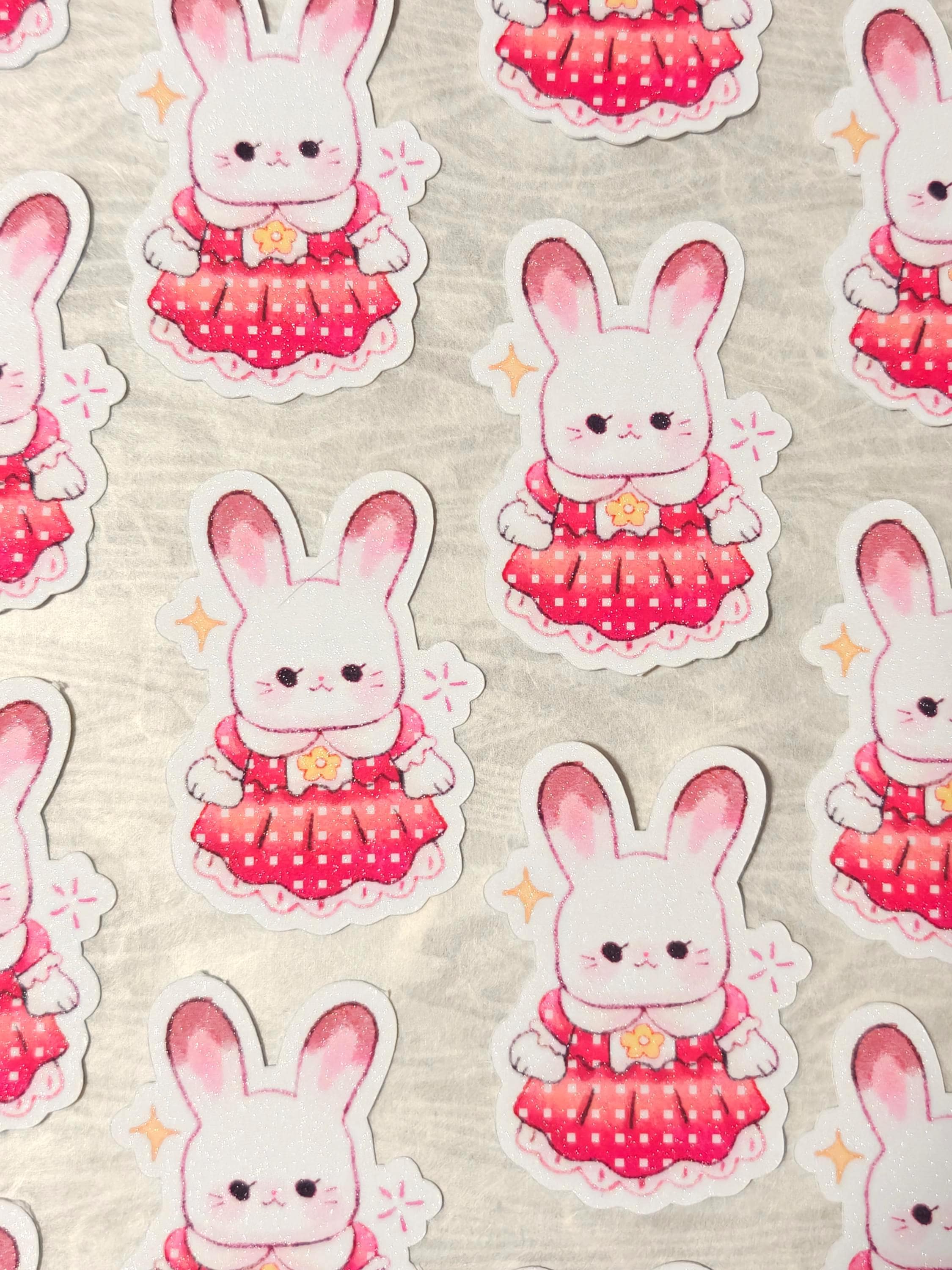 Sparkly Glitter Calico Critter Bunny Vinyl Sticker