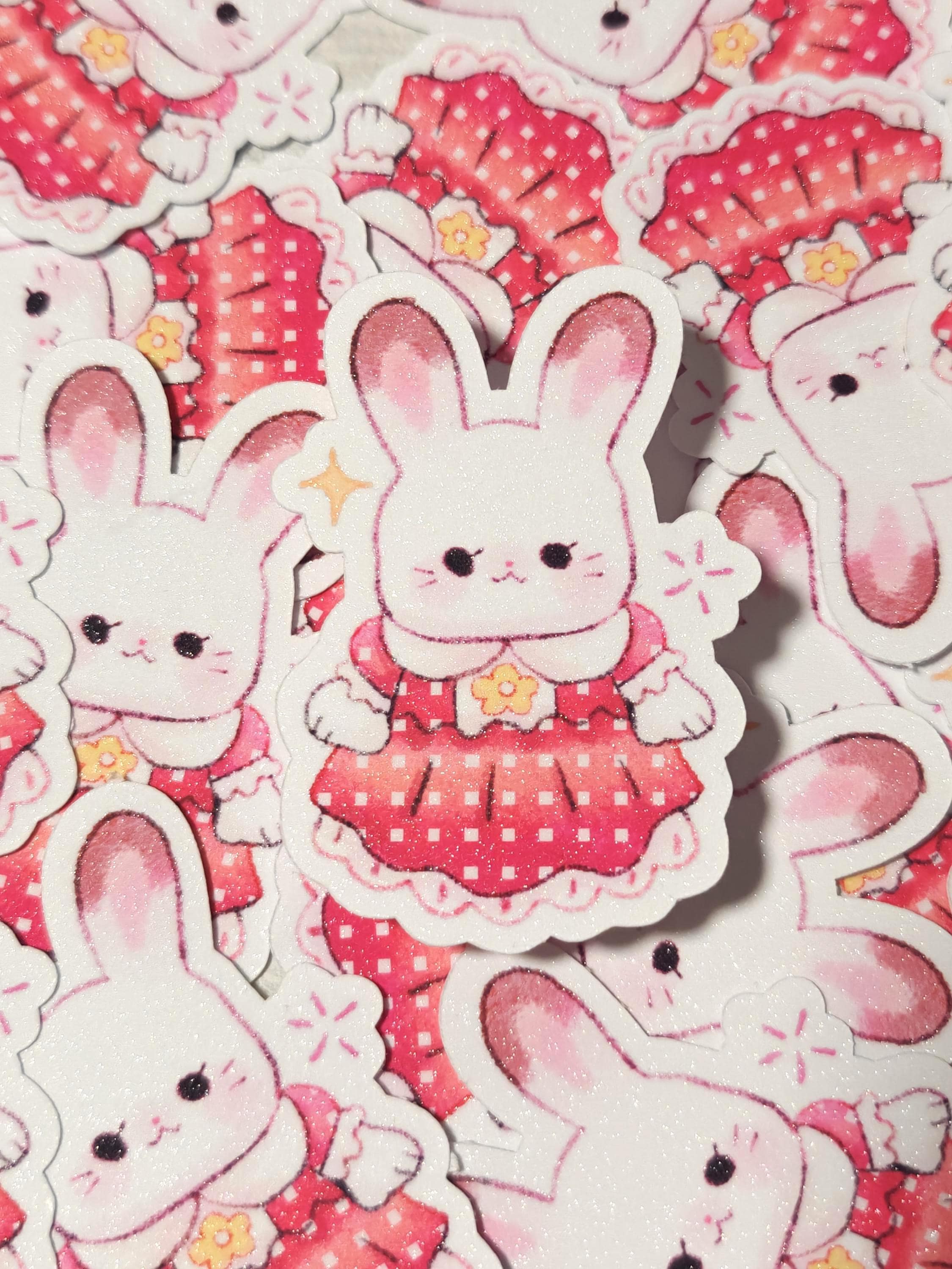 Sparkly Glitter Calico Critter Bunny Vinyl Sticker