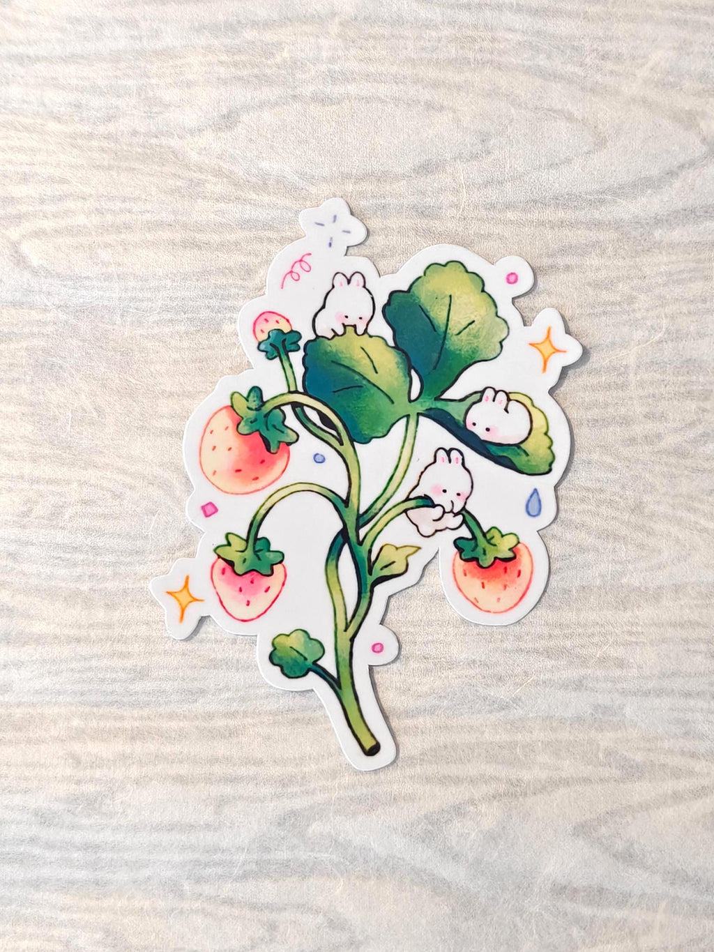 Glossy Strawberry Bunny Vinyl Sticker