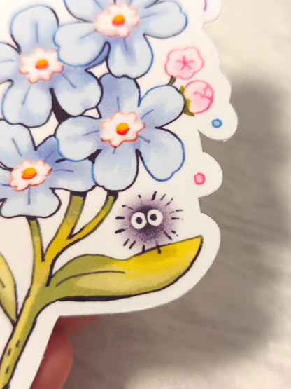 Cute Soot Sprite Forget Me Not Sticker