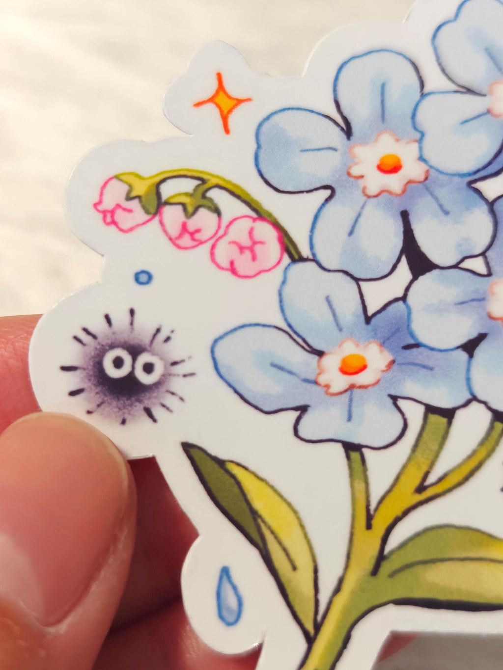 Glossy Soot Sprite Forget Me Not Vinyl Sticker