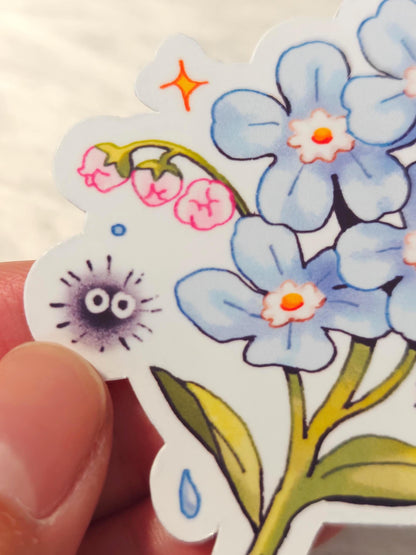 Cute Soot Sprite Forget Me Not Sticker