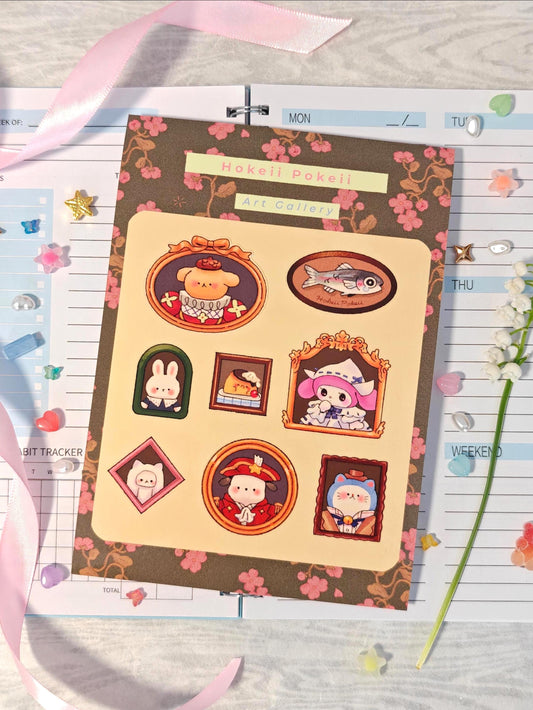 Super Cute Art Gallery Sticker Sheet - Sanrio Friends
